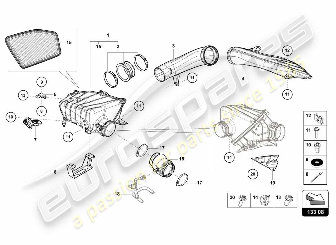 Lamborghini PERFORMANTE COUPE (2019) AIR FILTER HOUSING Part Diagram