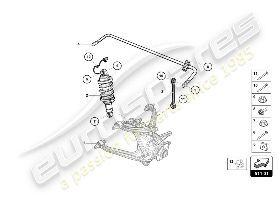 Lamborghini PERFORMANTE COUPE (2019) SHOCK ABSORBER REAR Part Diagram