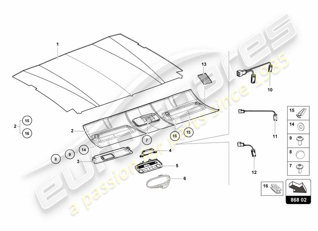 Lamborghini PERFORMANTE COUPE (2019) ROOF TRIM Part Diagram