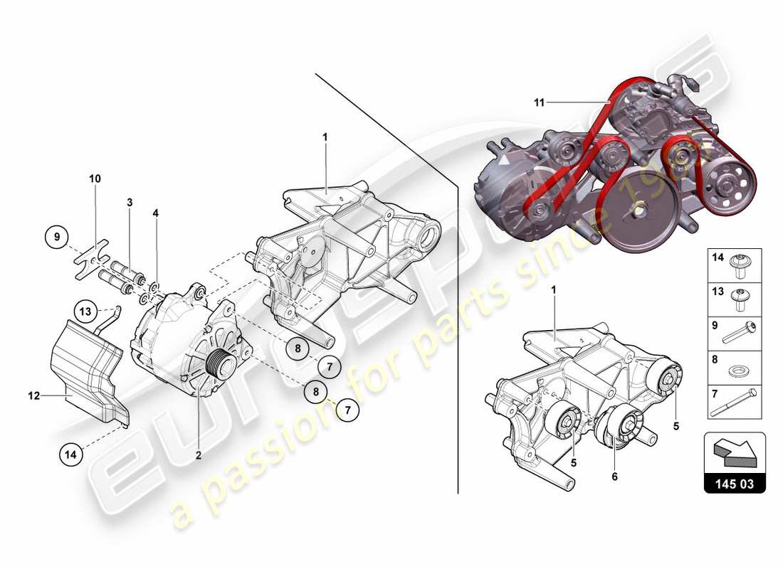 Lamborghini Centenario Roadster (2017) ALTERNATOR AND SINGLE PARTS Part Diagram