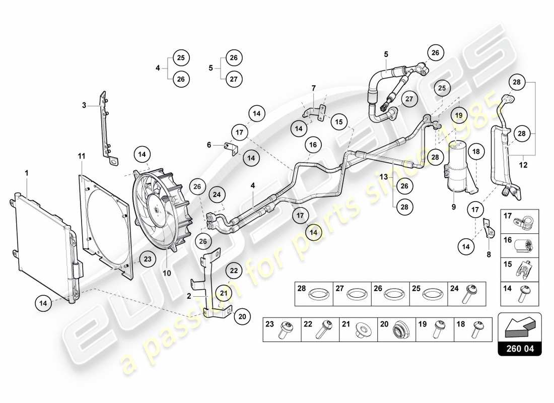 Lamborghini Centenario Roadster (2017) A/C CONDENSER Part Diagram