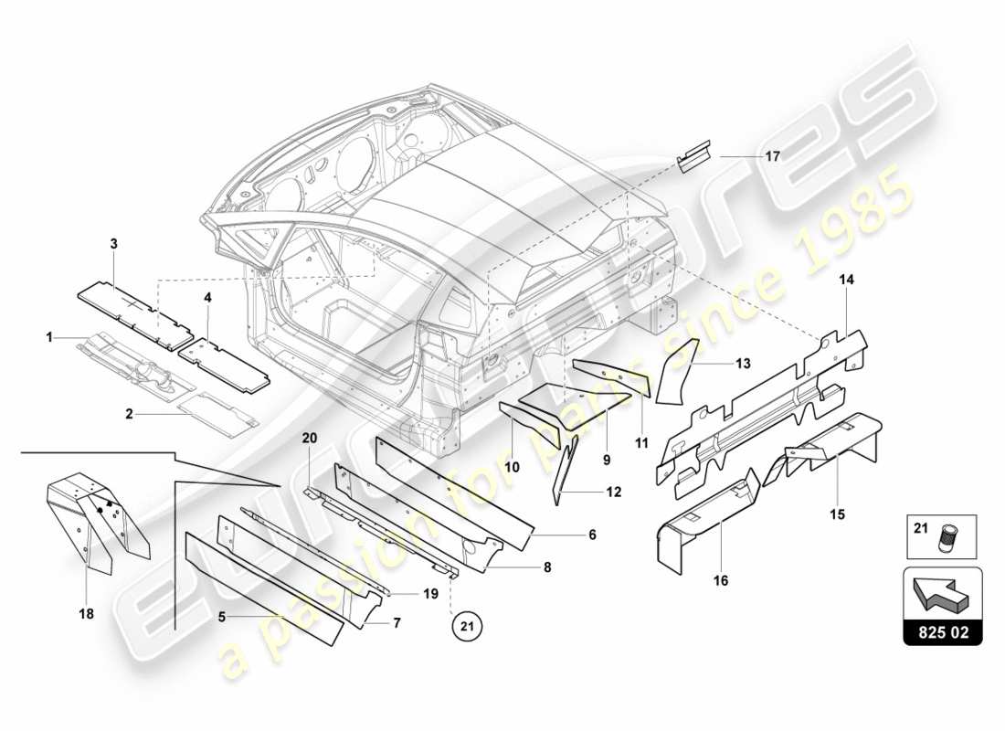 Lamborghini Centenario Roadster (2017) DAMPER FOR TUNNEL Part Diagram