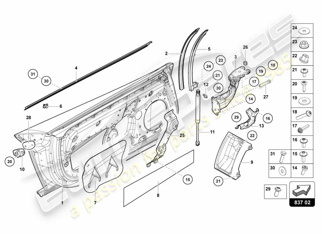 Lamborghini Centenario Roadster (2017) DRIVER AND PASSENGER DOOR Part Diagram