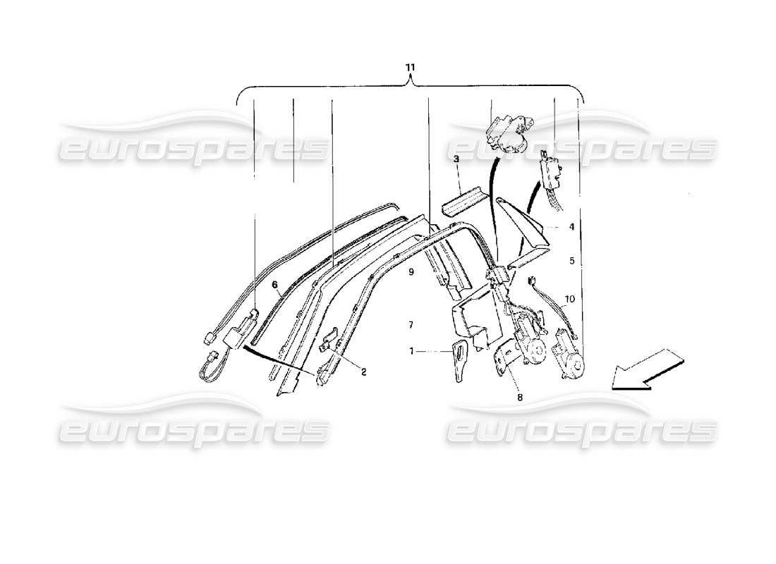 Ferrari 512 M Passive Safety Belts System -Valid for USA- Parts Diagram