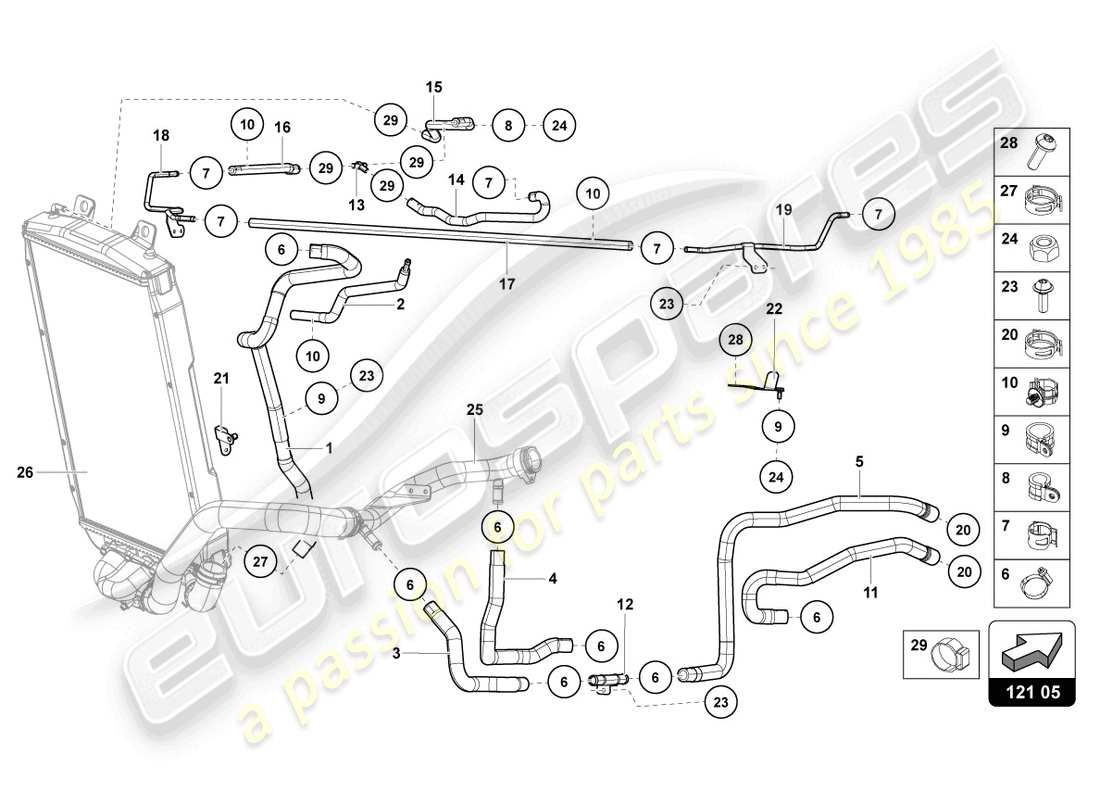 Lamborghini LP700-4 COUPE (2014) Cooling System Part Diagram