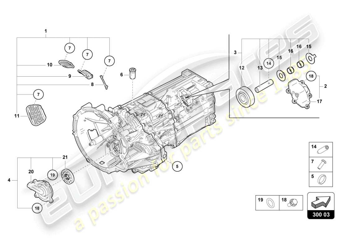 Lamborghini LP700-4 COUPE (2014) OUTER COMPONENTS FOR GEARBOX Part Diagram