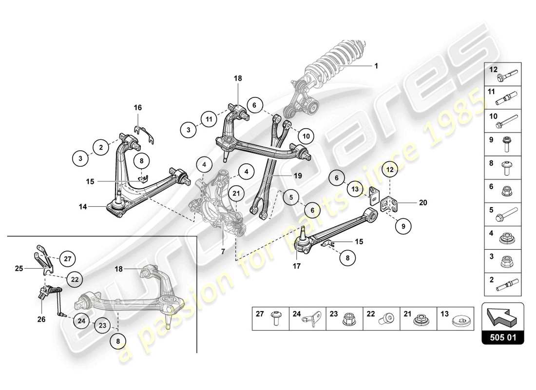 Lamborghini LP700-4 COUPE (2014) SUSPENSION REAR Part Diagram