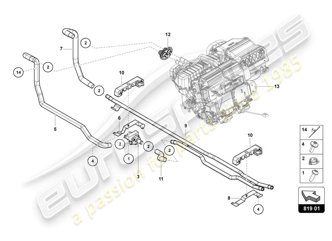 Lamborghini LP700-4 COUPE (2014) HEATING, AIR COND. SYSTEM Part Diagram
