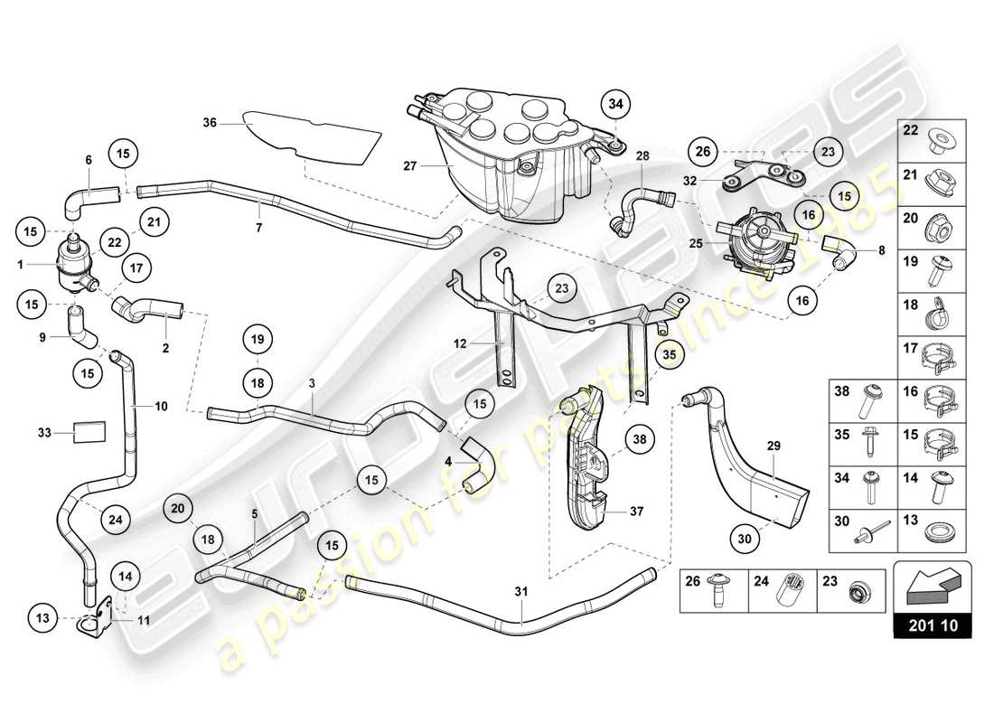 Lamborghini LP700-4 ROADSTER (2017) ACTIVATED CARBON FILTER SYSTEM Part Diagram