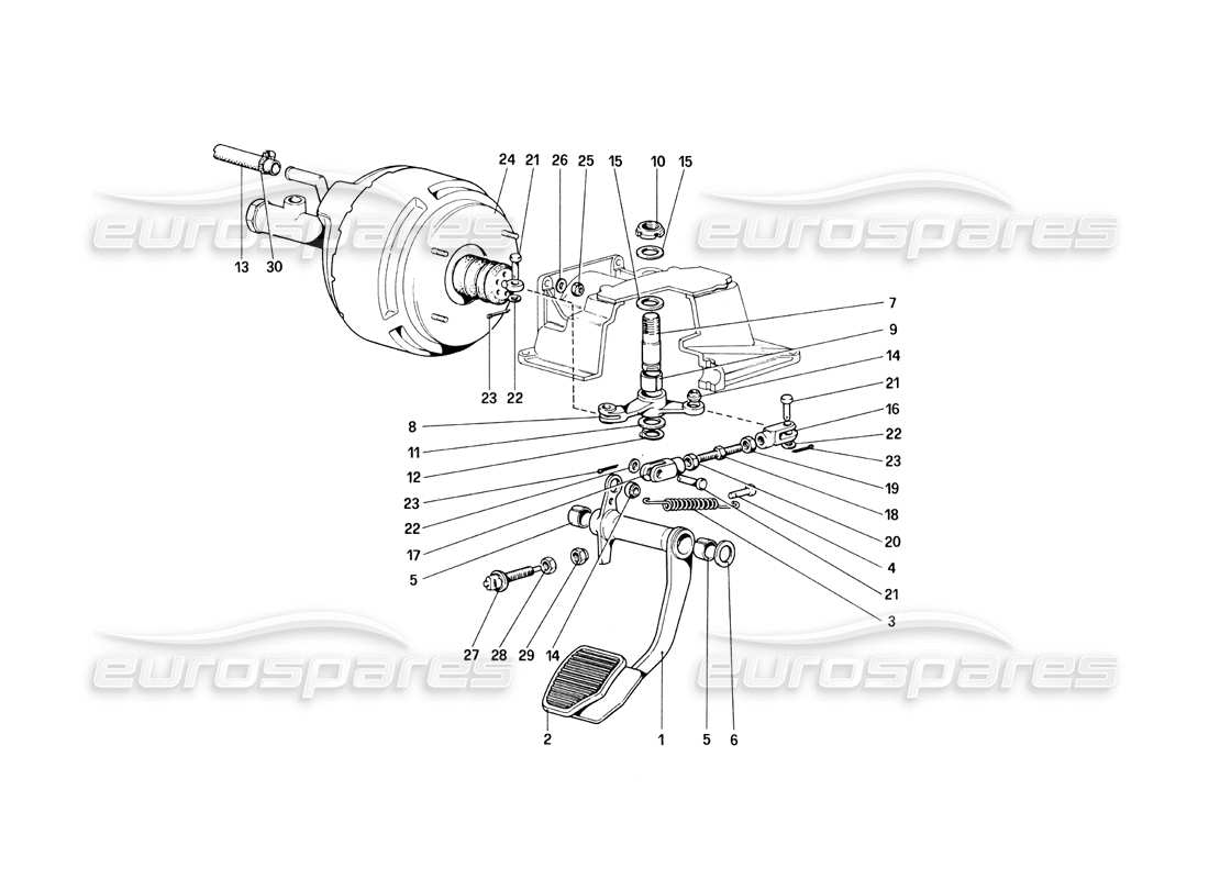 Ferrari 308 Quattrovalvole (1985) Brake Hydraulic System (Variants for RHD Version) Parts Diagram