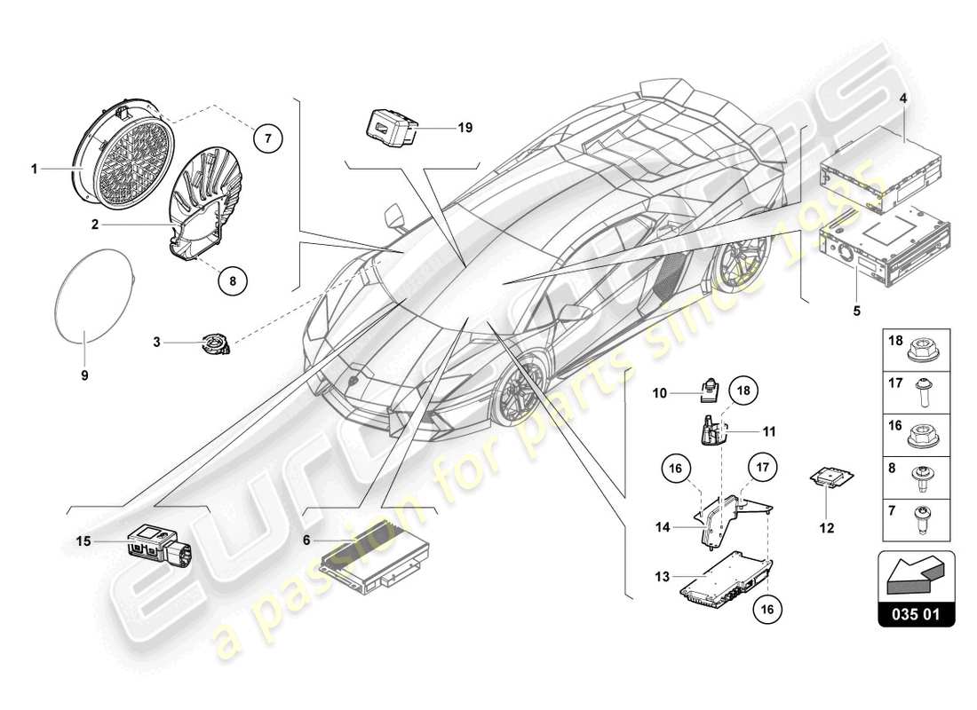 Lamborghini LP720-4 Roadster 50 (2015) radio unit Part Diagram