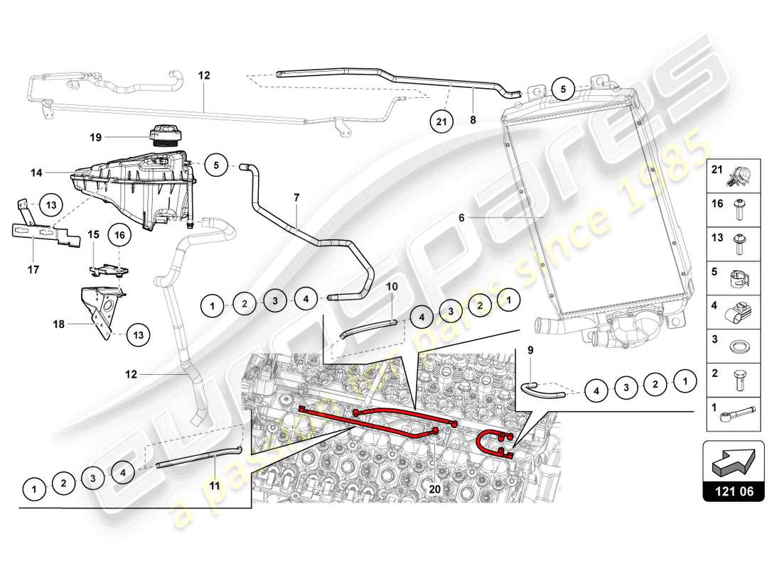 Lamborghini LP720-4 Roadster 50 (2015) Cooling System Part Diagram