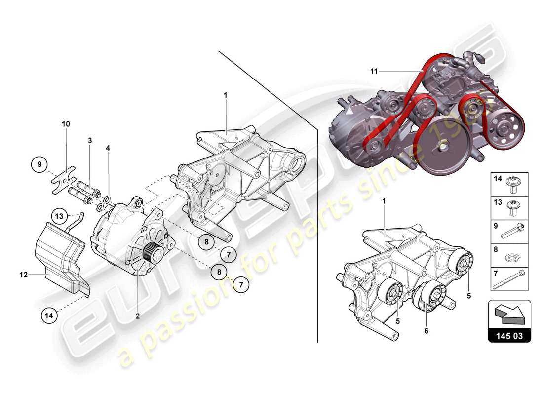 Lamborghini LP720-4 Roadster 50 (2015) ALTERNATOR AND SINGLE PARTS Part Diagram
