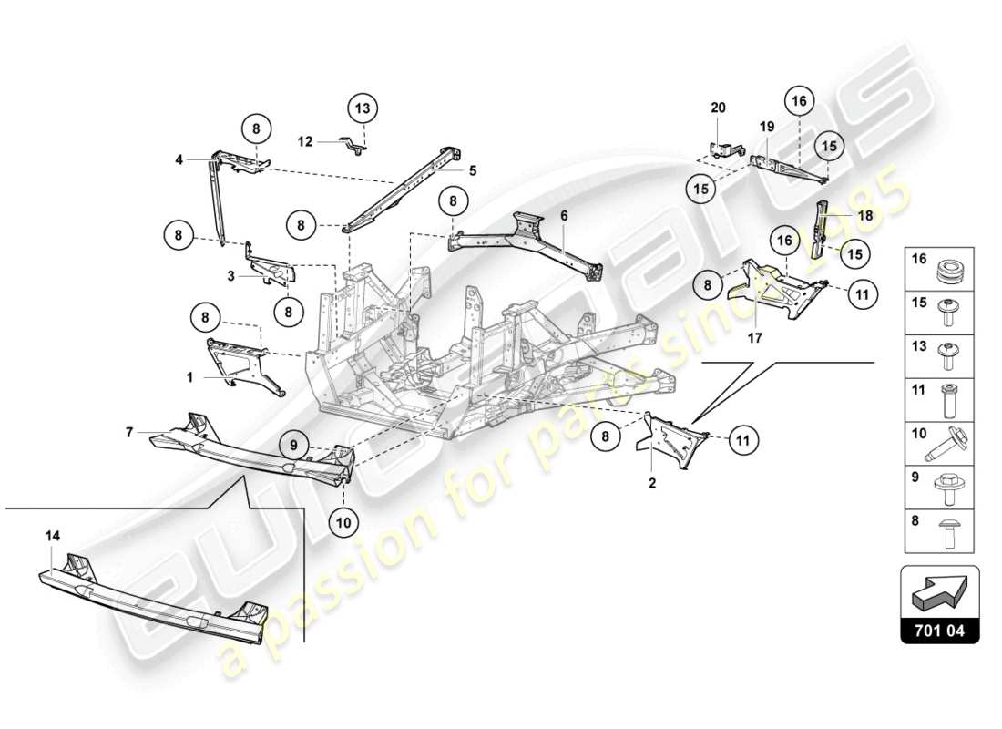 Lamborghini LP720-4 Roadster 50 (2015) TRIM FRAME REAR PART Part Diagram