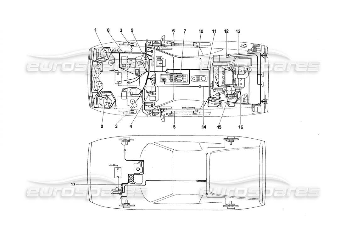 Ferrari 328 (1988) Electrical System - Cables Parts Diagram