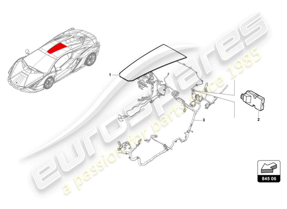Lamborghini Sian (2021) ROOF WINDOW Part Diagram