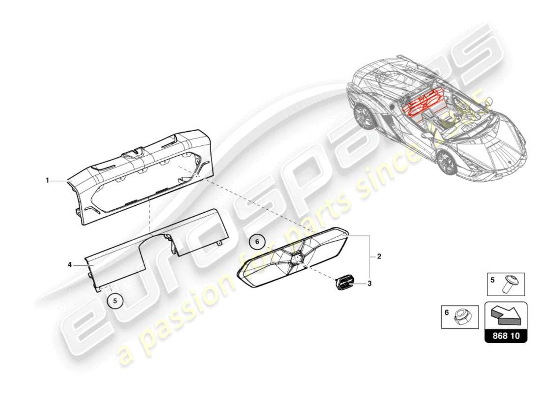 Lamborghini Sian (2021) REAR PANEL TRIM Part Diagram