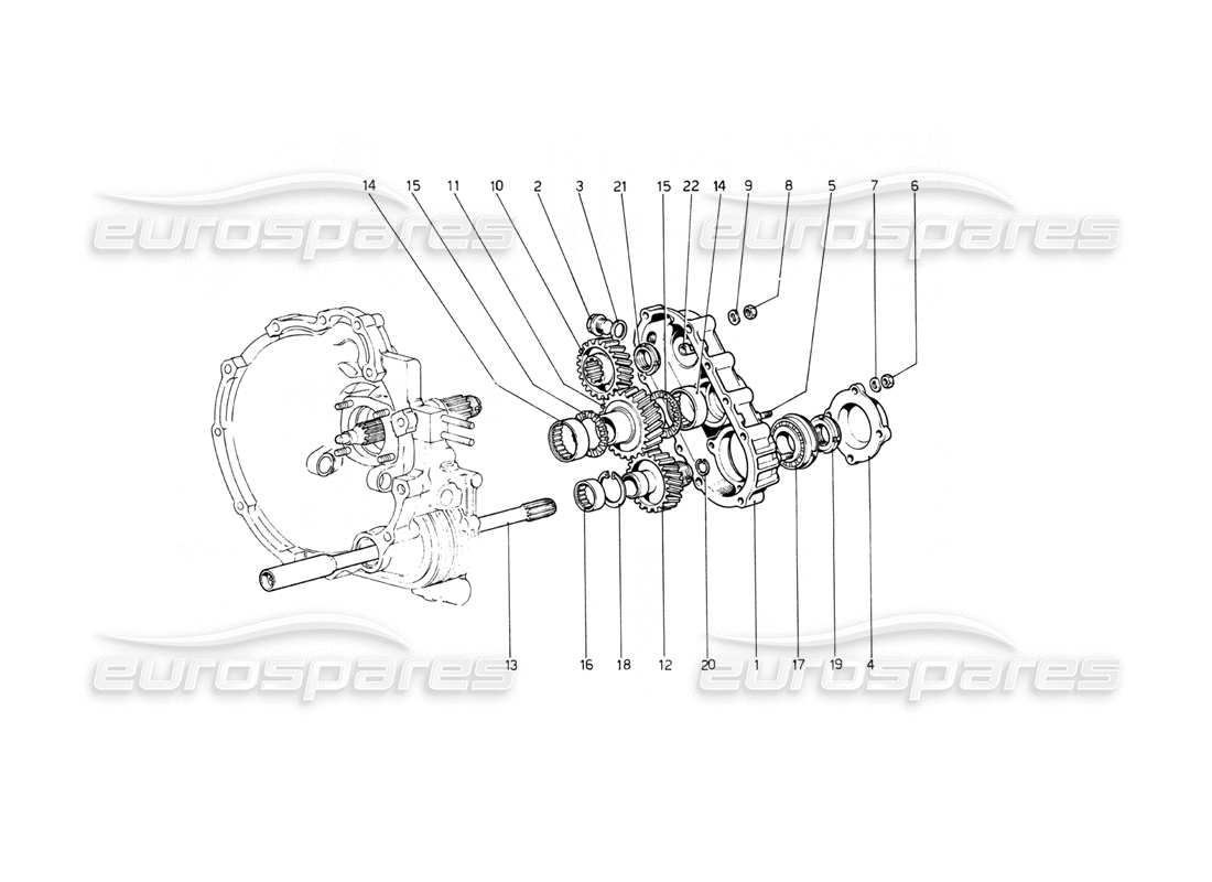 Ferrari 512 BB Gear Box Transmission Parts Diagram