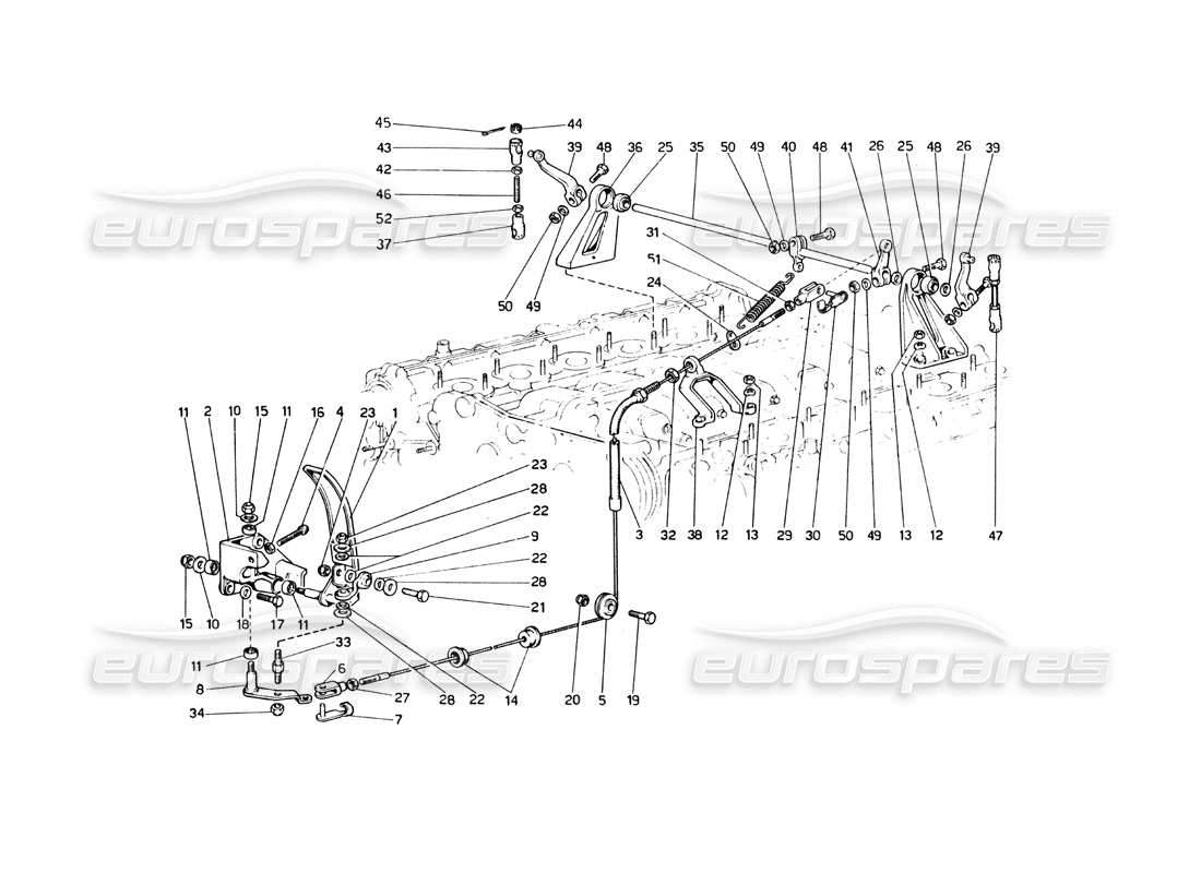 Ferrari 365 GT4 Berlinetta Boxer throttle control Parts Diagram