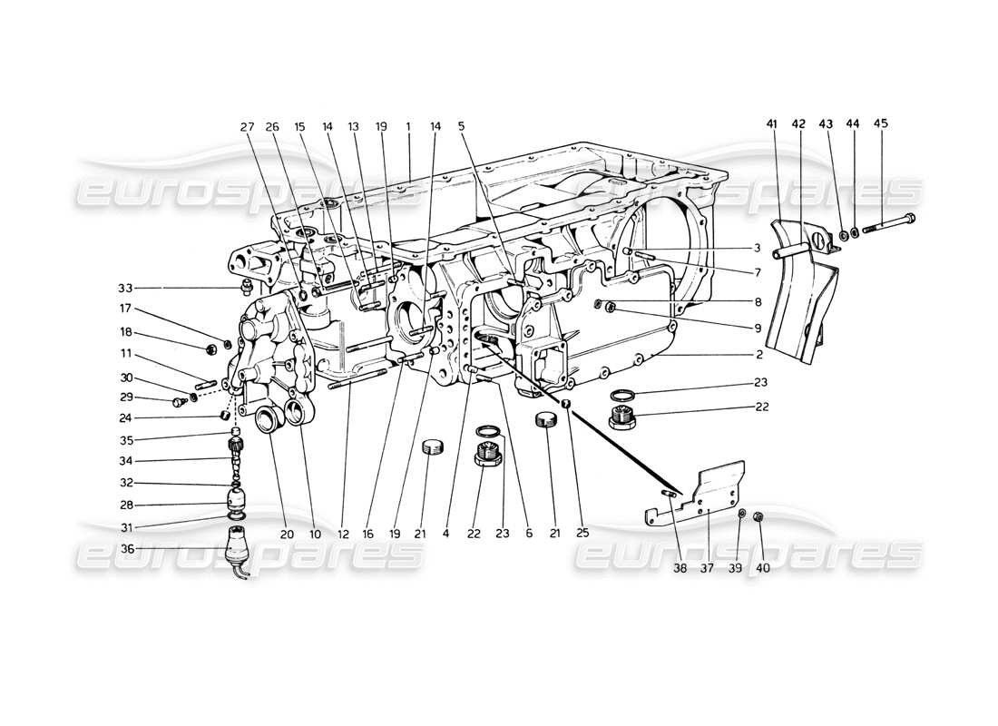 Ferrari 365 GT4 Berlinetta Boxer Gearbox (From Car No. 17543) Parts Diagram