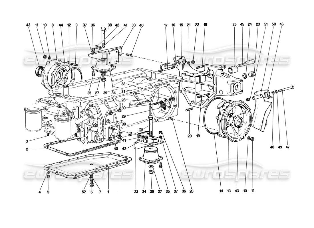 Ferrari 512 BBi Gearbox - Mountings and Covers Parts Diagram