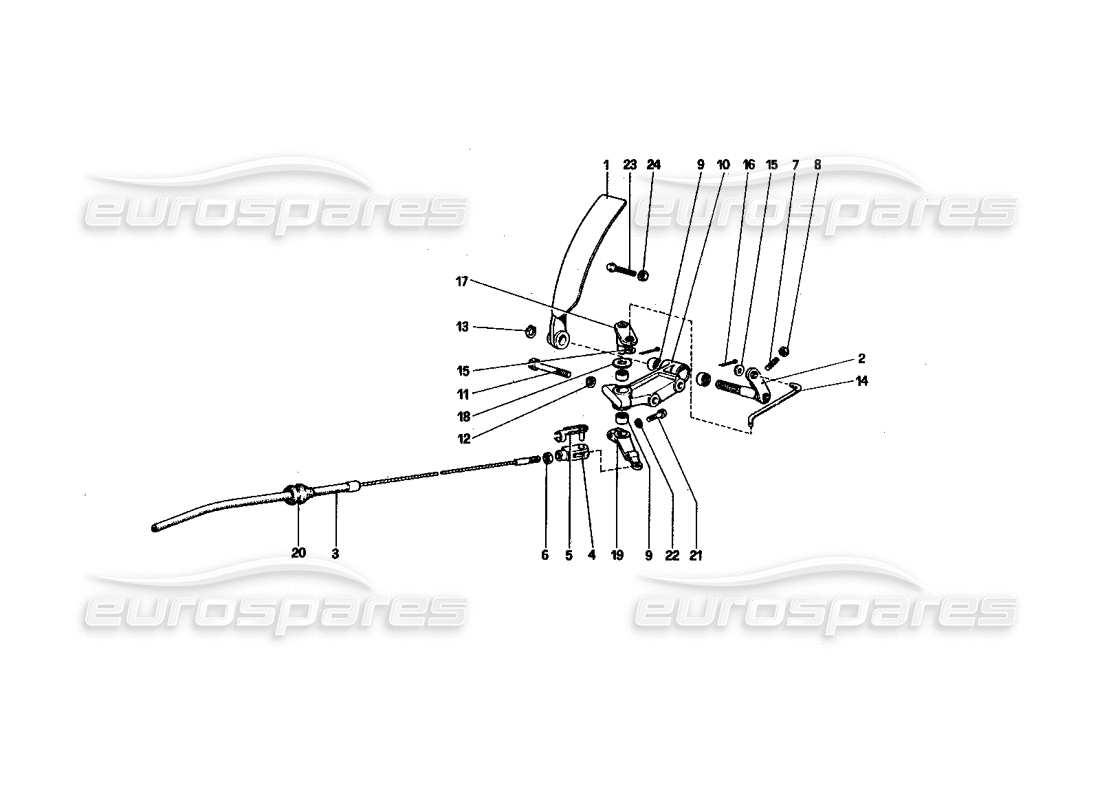 Ferrari 512 BBi Throttles Controll (Variant for RHD Version) Parts Diagram