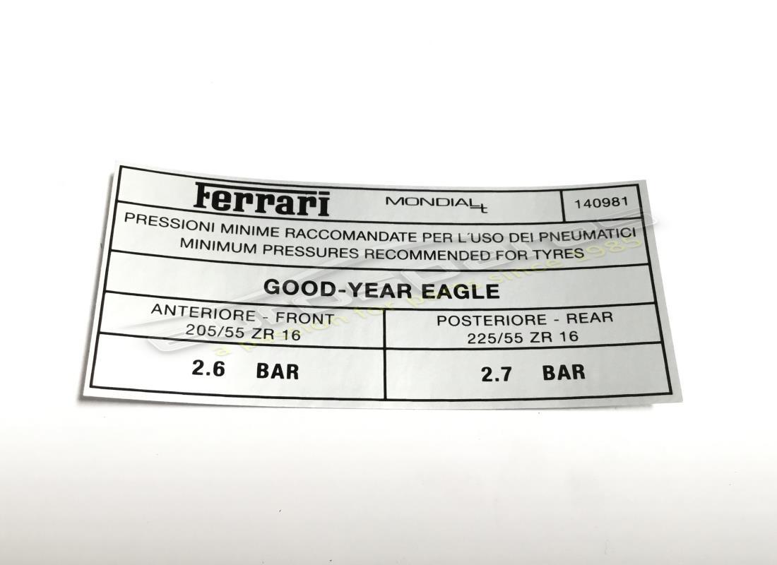 NEW Ferrari GOODYEAR TYRE INFLATION STICKER. PART NUMBER 140981 (1)