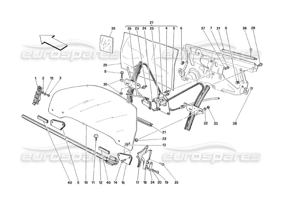 a part diagram from the ferrari 348 (1993) tb / ts parts catalogue
