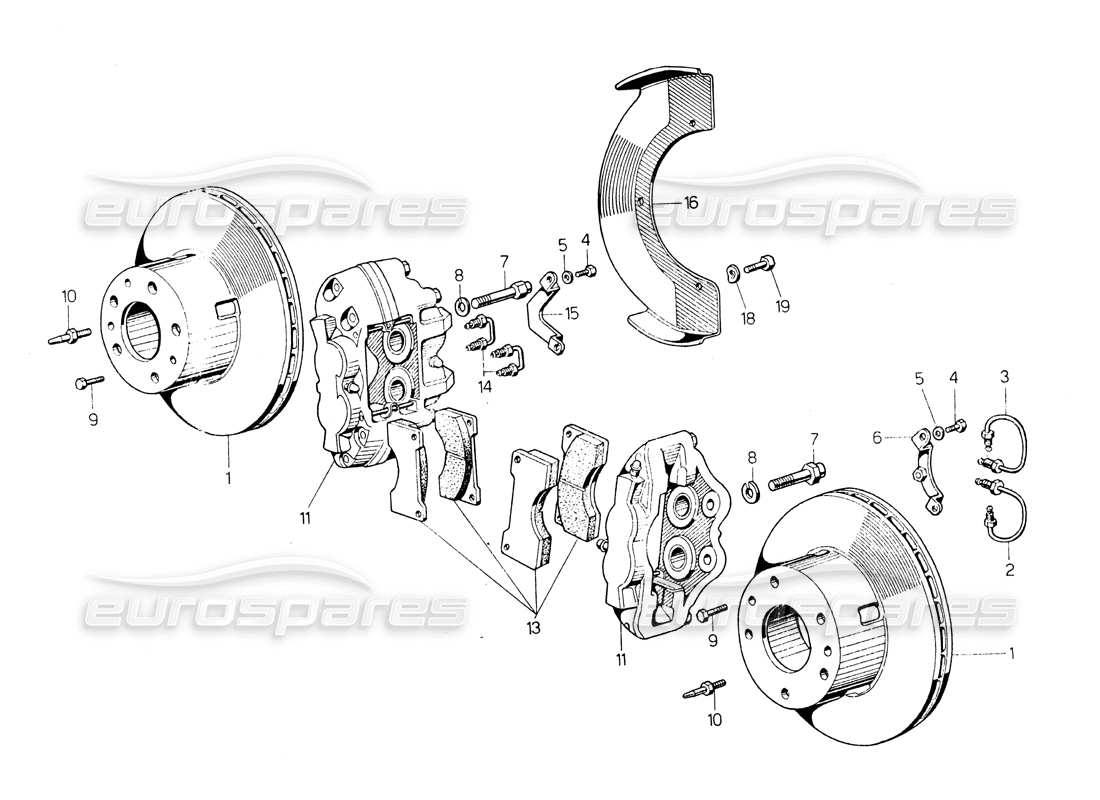 VIEW PARTS DIAGRAMS FROM THE LAMBORGHINI COUNTACH LP400 PARTS CATALOGUE a part diagram from the lamborghini countach lp400 parts catalogue