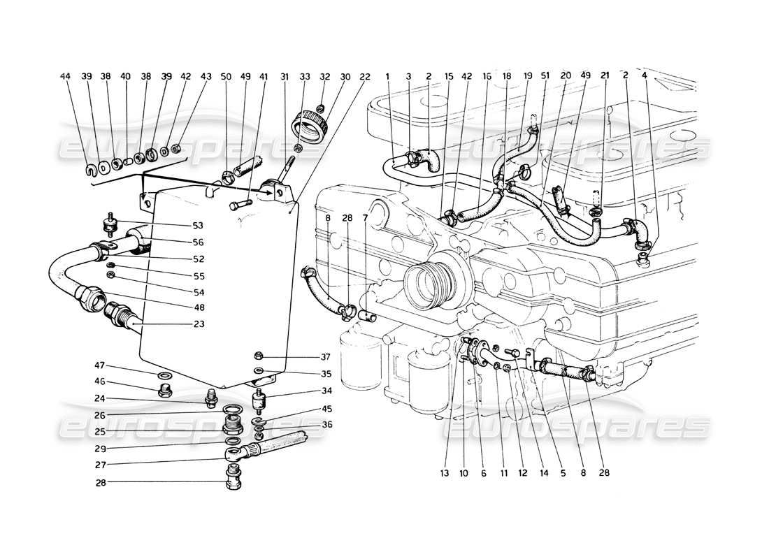 a part diagram from the ferrari 512 bb parts catalogue