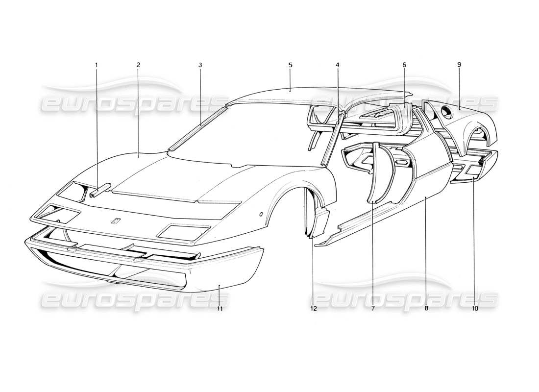 VIEW PARTS DIAGRAMS FROM THE FERRARI 365 GT4 BERLINETTA BOXER PARTS CATALOGUE a part diagram from the ferrari 365 gt4 berlinetta boxer parts catalogue