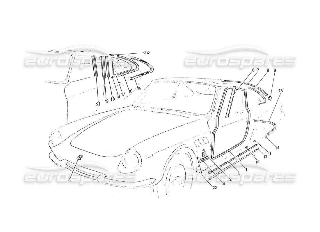 a part diagram from the ferrari 330 gtc / 365 gtc (coachwork) parts catalogue