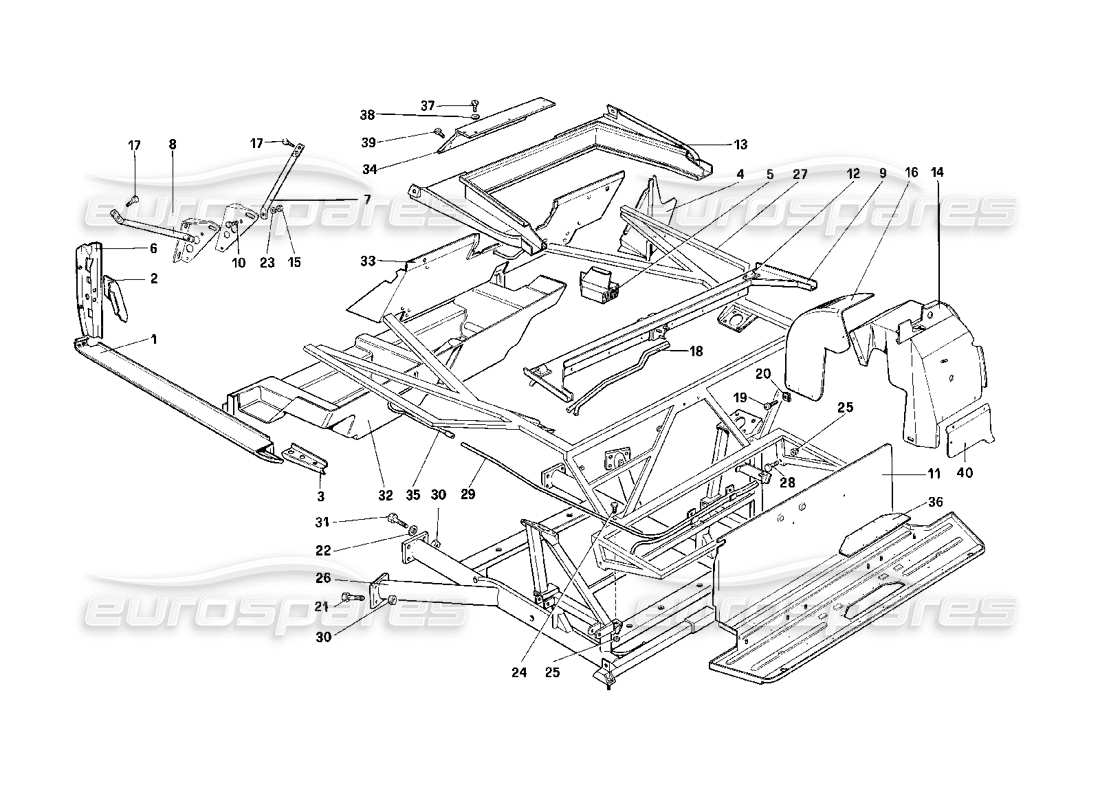 a part diagram from the Ferrari Mondial 3.2 QV (1987) parts catalogue