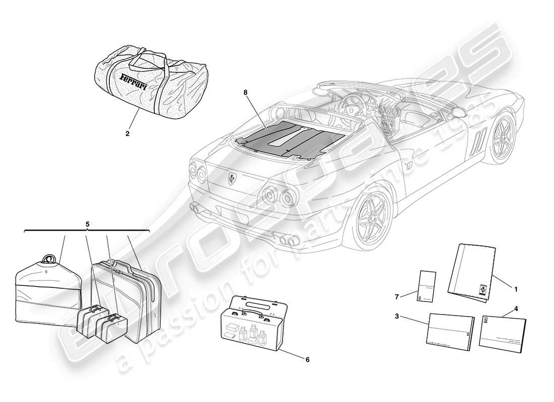 a part diagram from the ferrari 575 superamerica parts catalogue