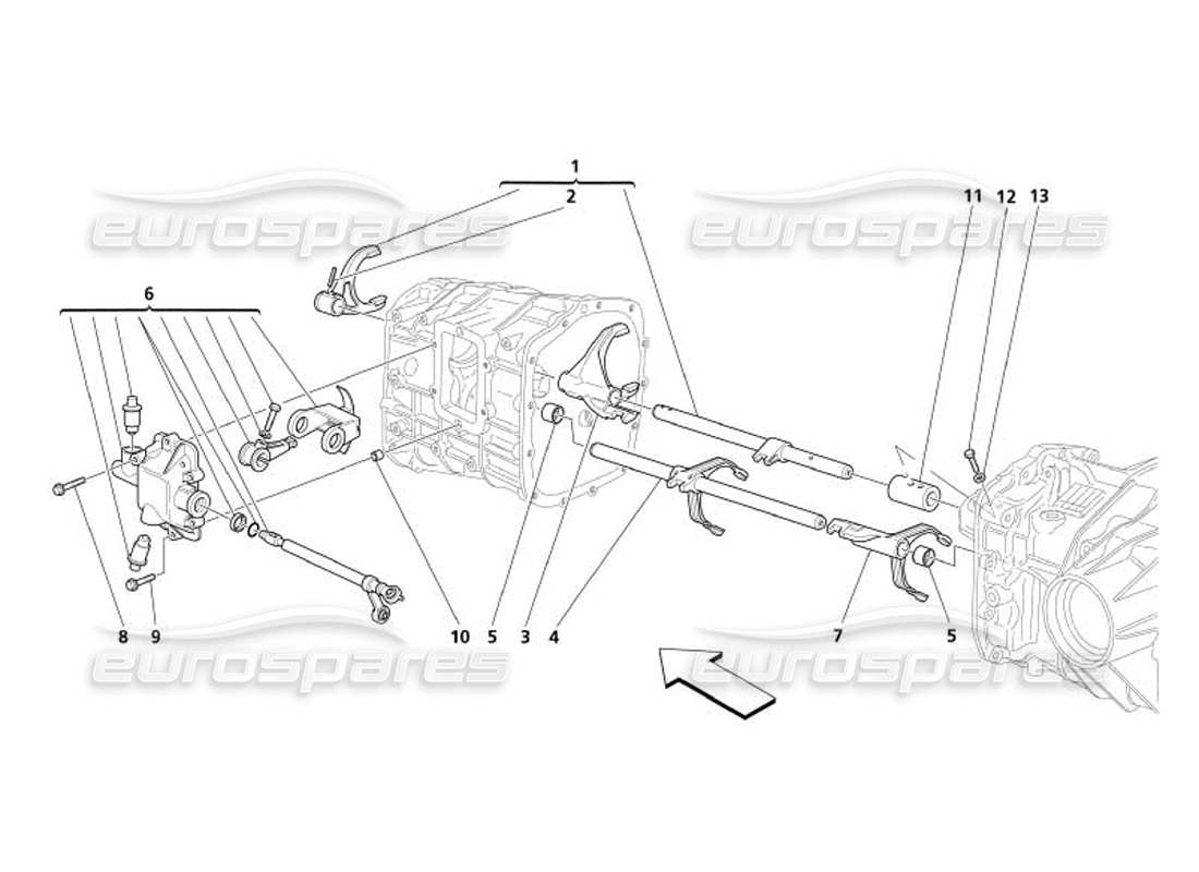 maserati 4200 spyder (2005) inner gearbox controls part diagram