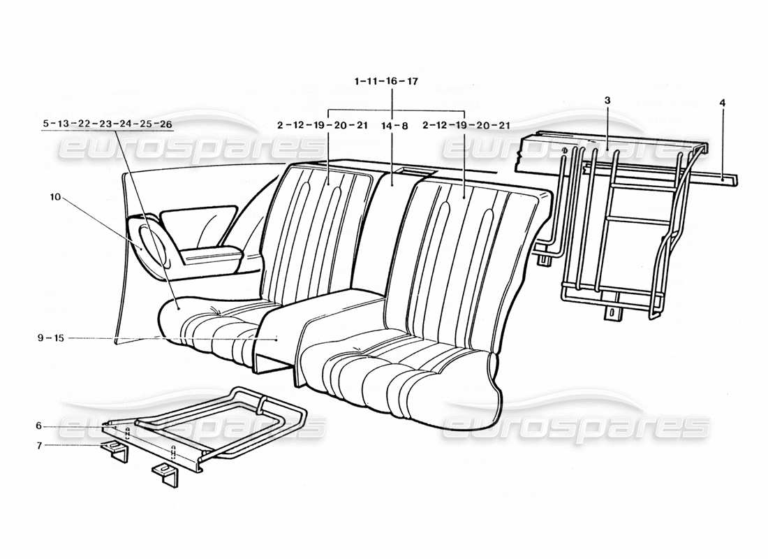 ferrari 400 gt / 400i (coachwork) rear seats part diagram