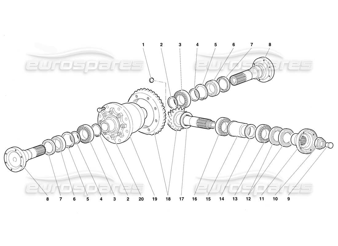 lamborghini diablo vt (1994) front differential parts diagram