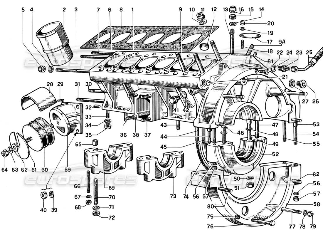 ferrari 365 gt 2+2 (mechanical) crankcase parts diagram