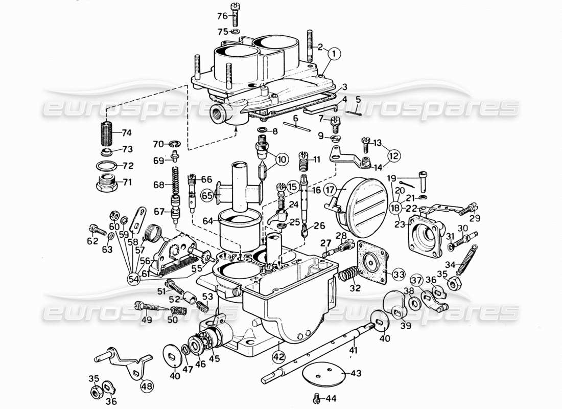 ferrari 206 gt dino (1969) weber 40 dcnf-1 carburettor parts diagram