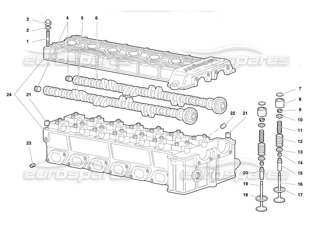 lamborghini diablo vt (1994) right cylinder head parts diagram