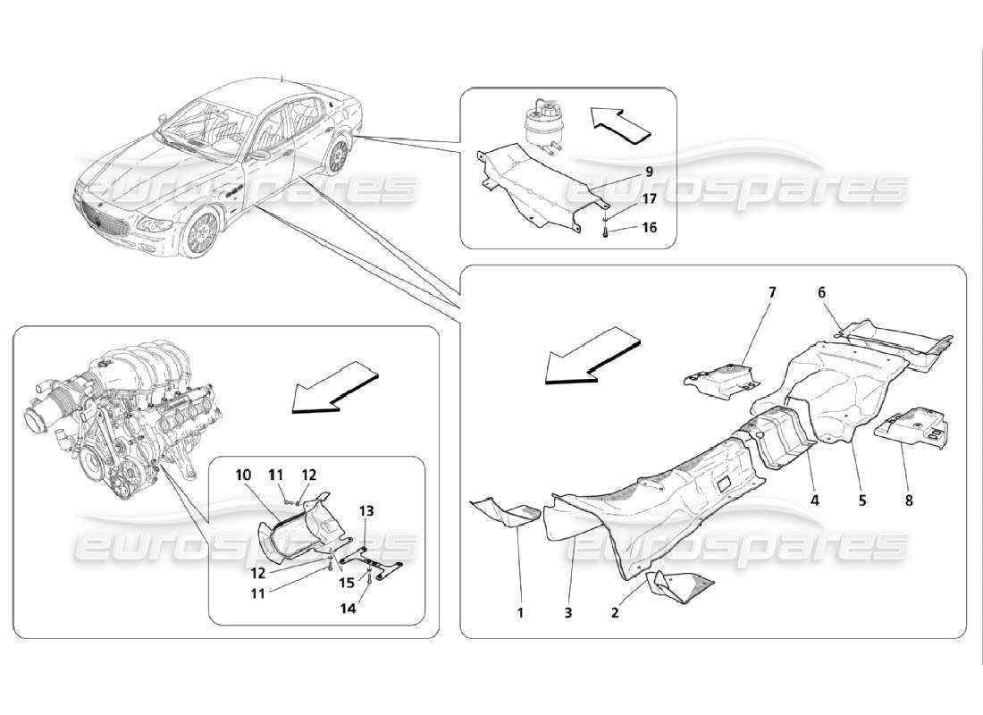 maserati qtp. (2006) 4.2 thermal insulations in car parts diagram