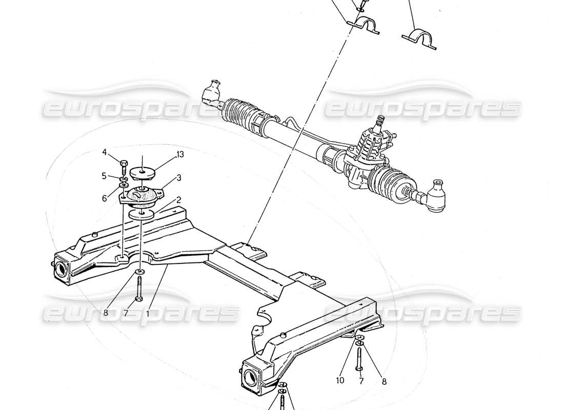 maserati 2.24v front subframe and steering box parts diagram