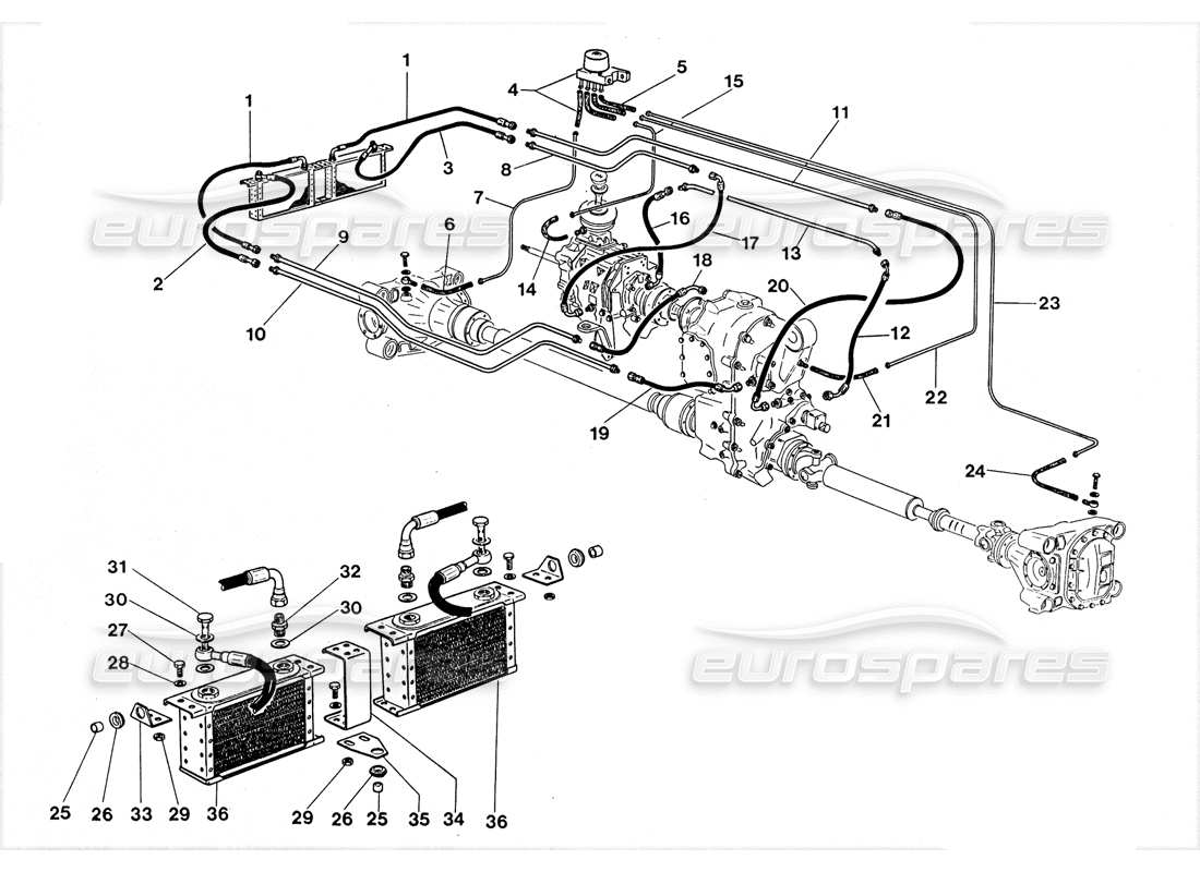 lamborghini lm002 (1988) transmission oil system parts diagram