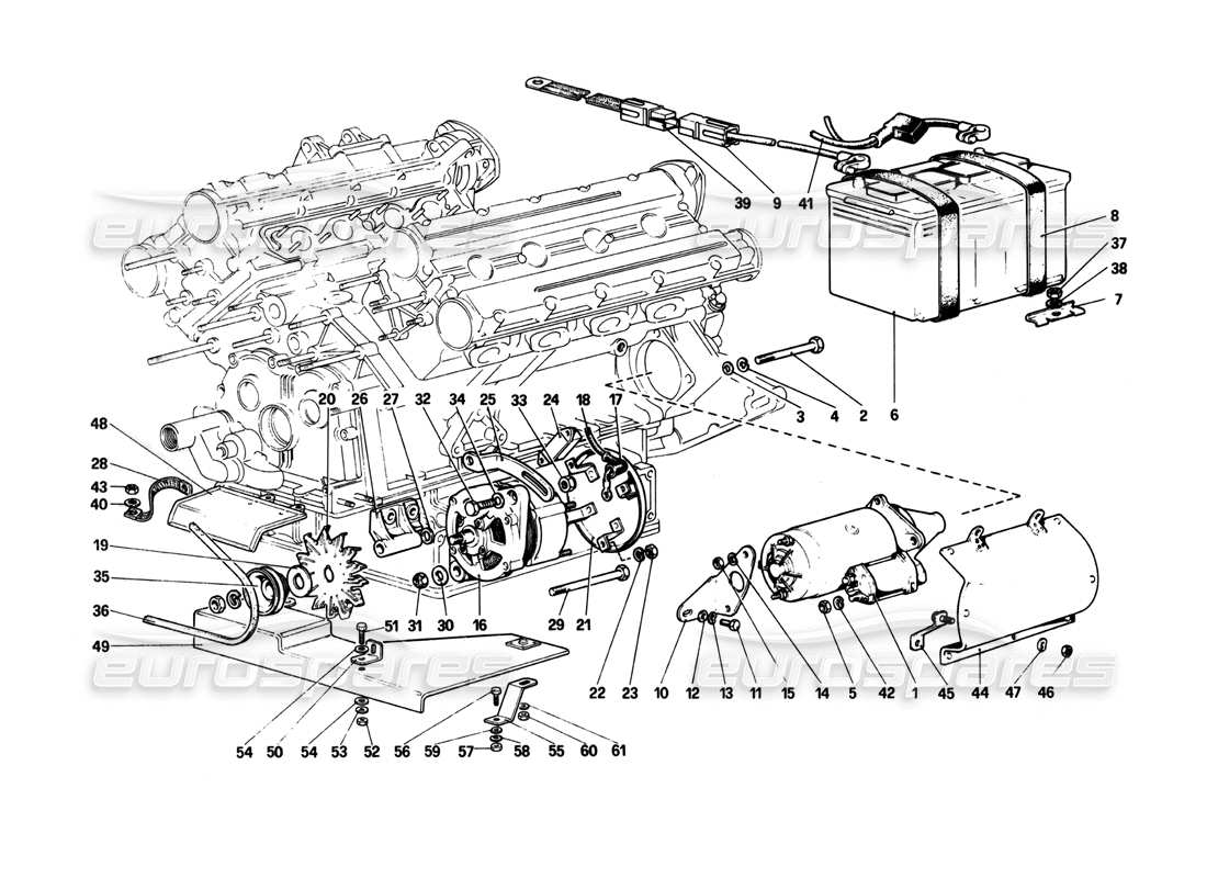 ferrari 208 turbo (1982) electric generating system part diagram
