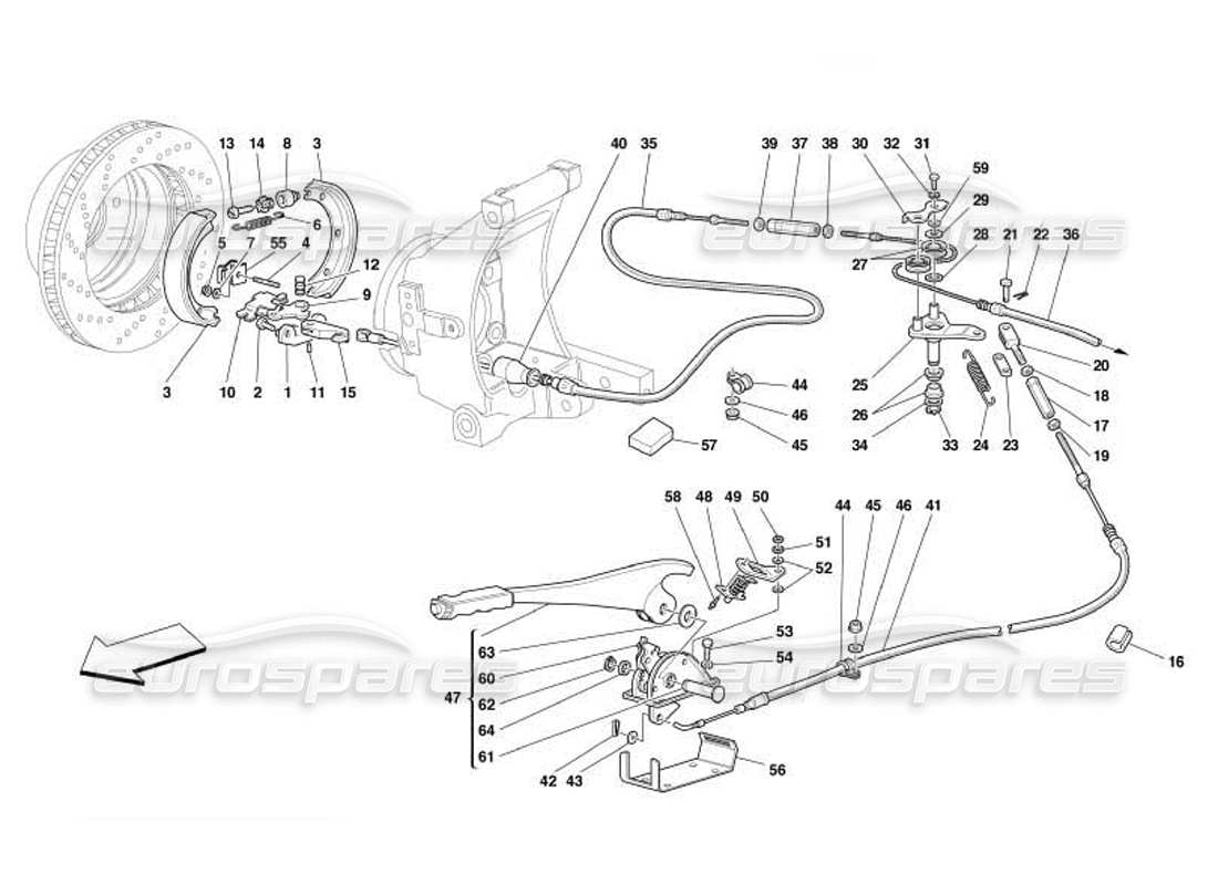 ferrari 550 barchetta hand-brake control part diagram