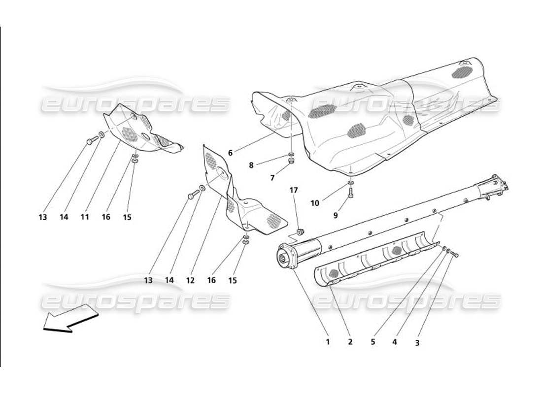 maserati 4200 coupe (2005) engine-transmission connection tube and insulations parts diagram