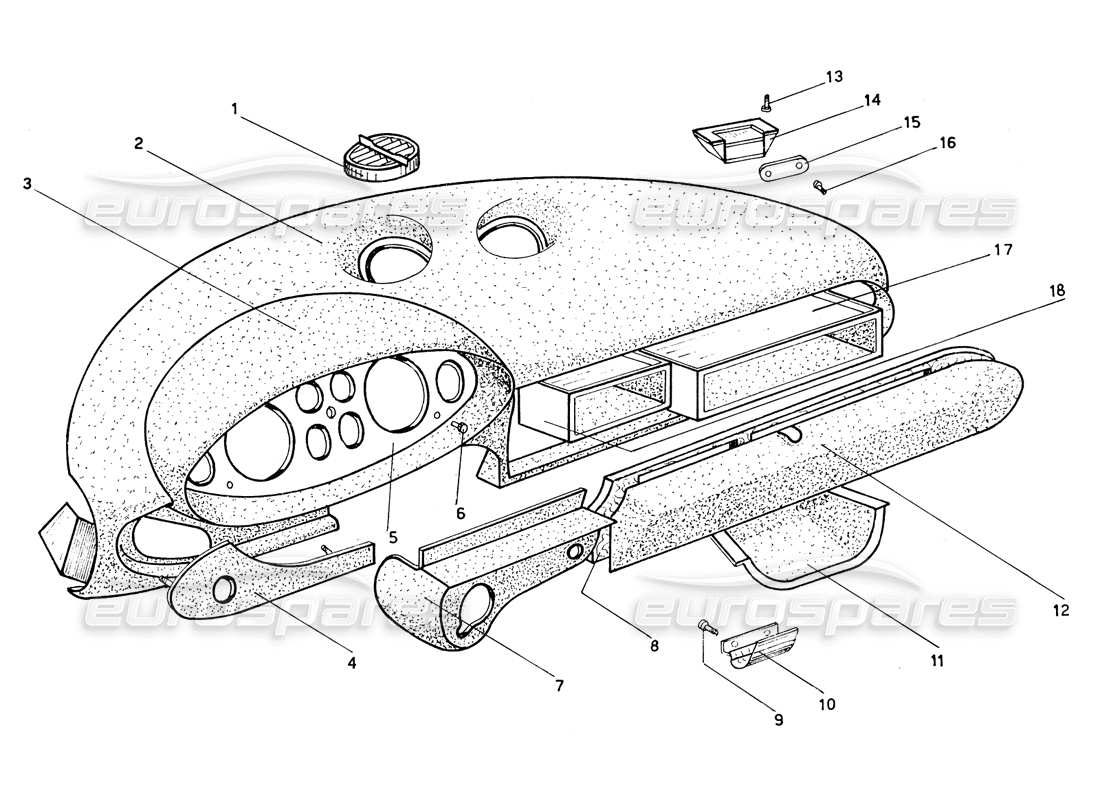 ferrari 206 gt dino (coachwork) dashboard part diagram