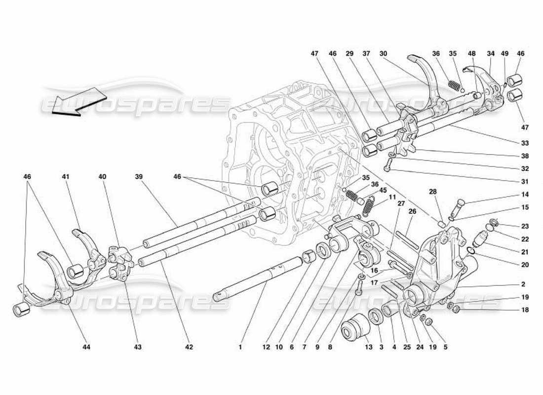 ferrari 550 barchetta outside gearbox controls parts diagram