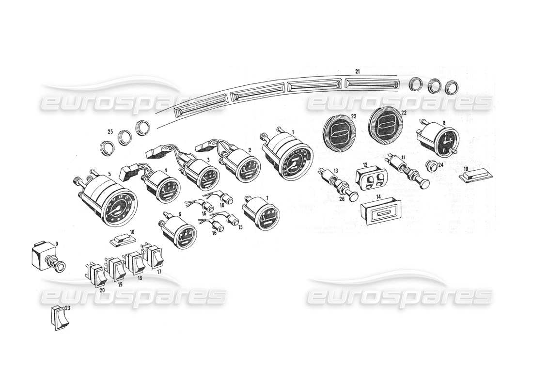 maserati indy 4.2 dashboard instruments parts diagram