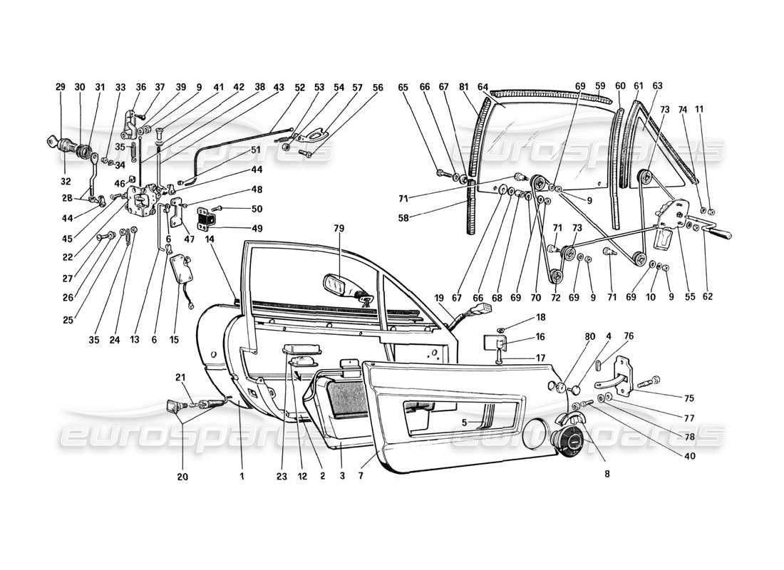 ferrari 512 bbi doors part diagram